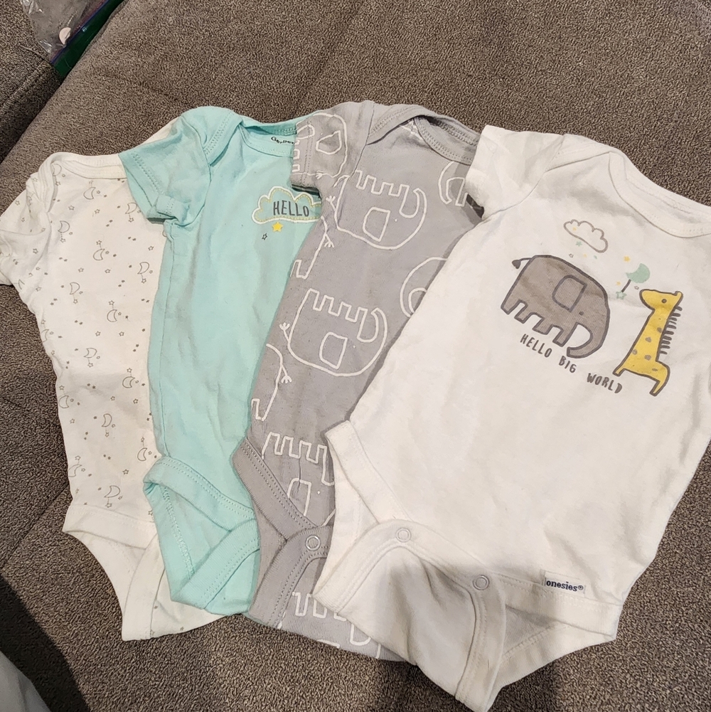 Gerber Baby Bodysuits - White, Mint, and Gray
